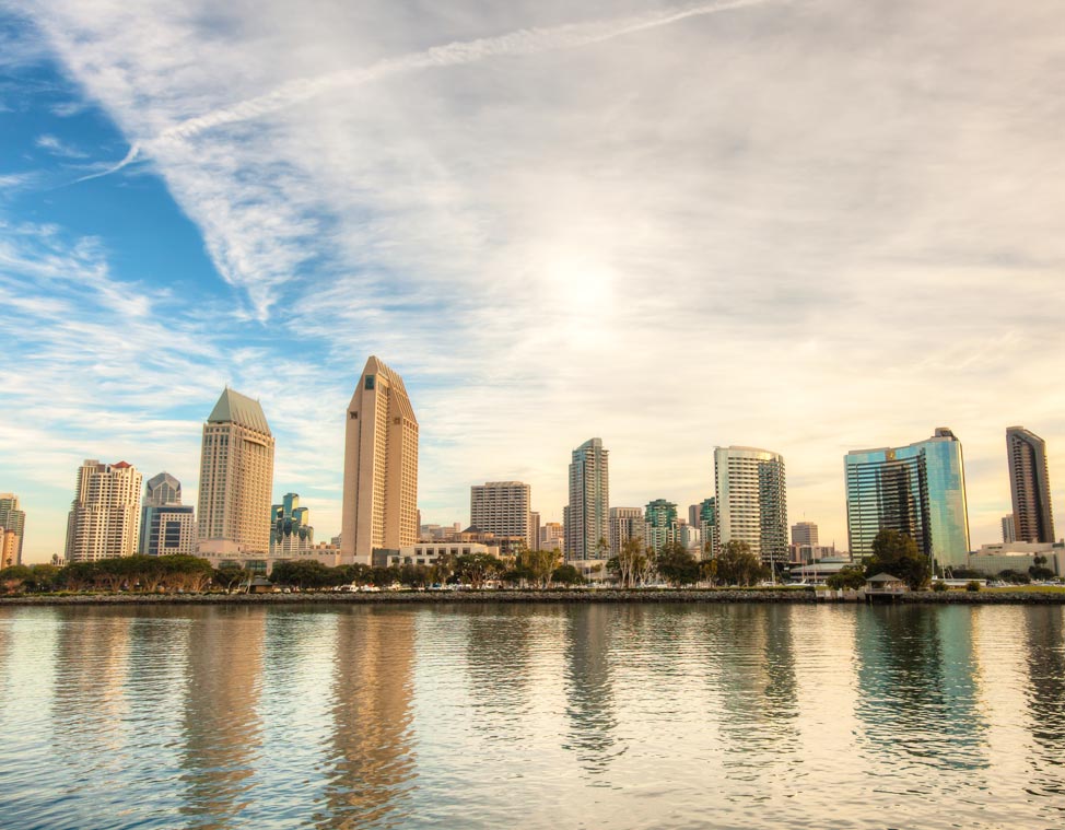 Clear view of San Diego cityscape