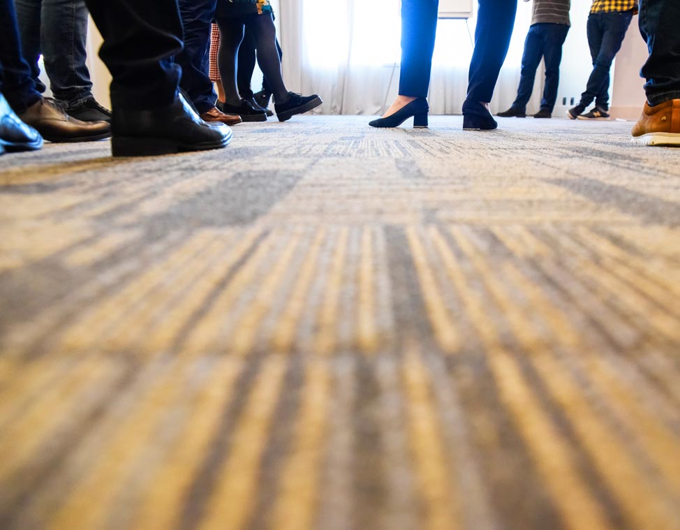 clean commercial carpeting in busy lobby.