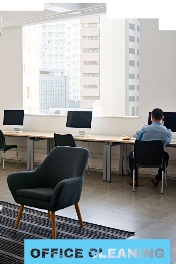 a business owner works in a clean office workplace