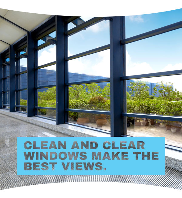 clean commercial lobby with clean windows and a beautiful view